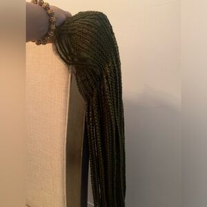 Green braided wig